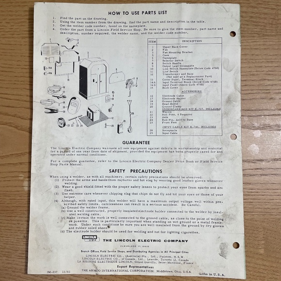 Vintage Lincoln Arc Welding Paper Lot Operation Manual Learning to Weld ++ 1961 - Picture 3 of 9